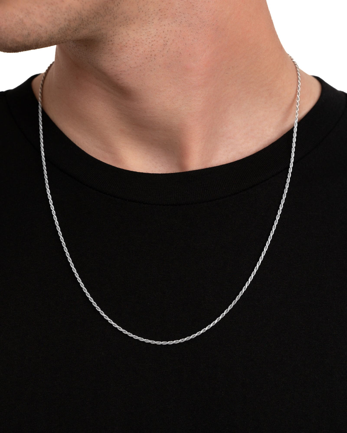 Kordelkette 925 Silber Rhodiniert 2,00mm