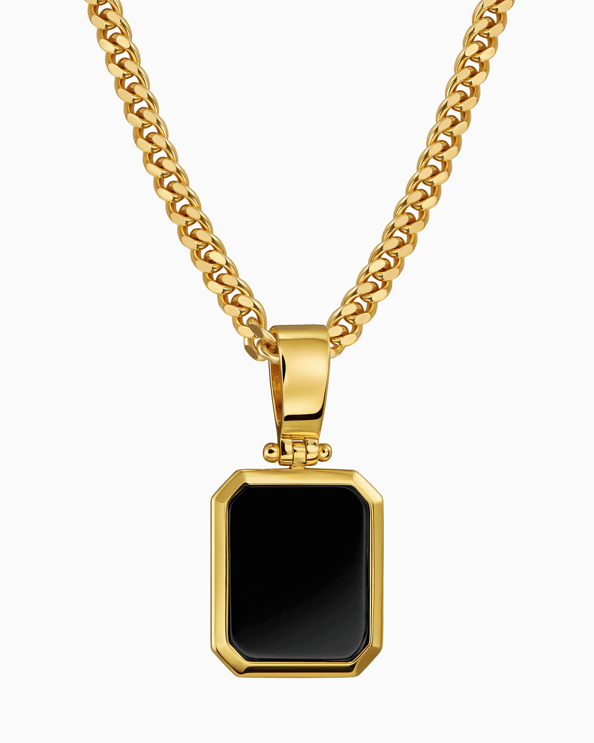 Onyx Oktagon Gravurplatte Halskette