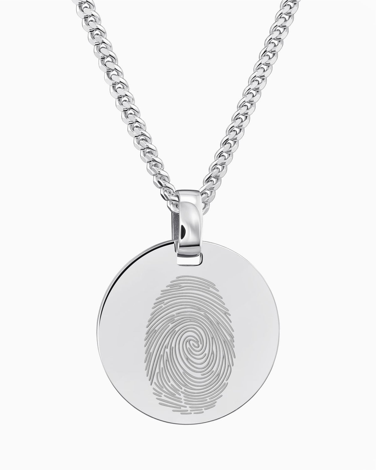 Vingerafdruk graveren platen ketting hanger ronde gepolijst