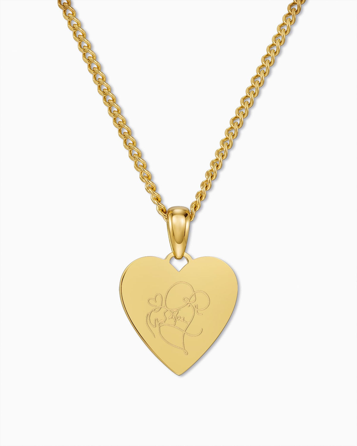 Image/Graphic Upload: Heart Necklace Engraving Plate Pendant, 15 mm