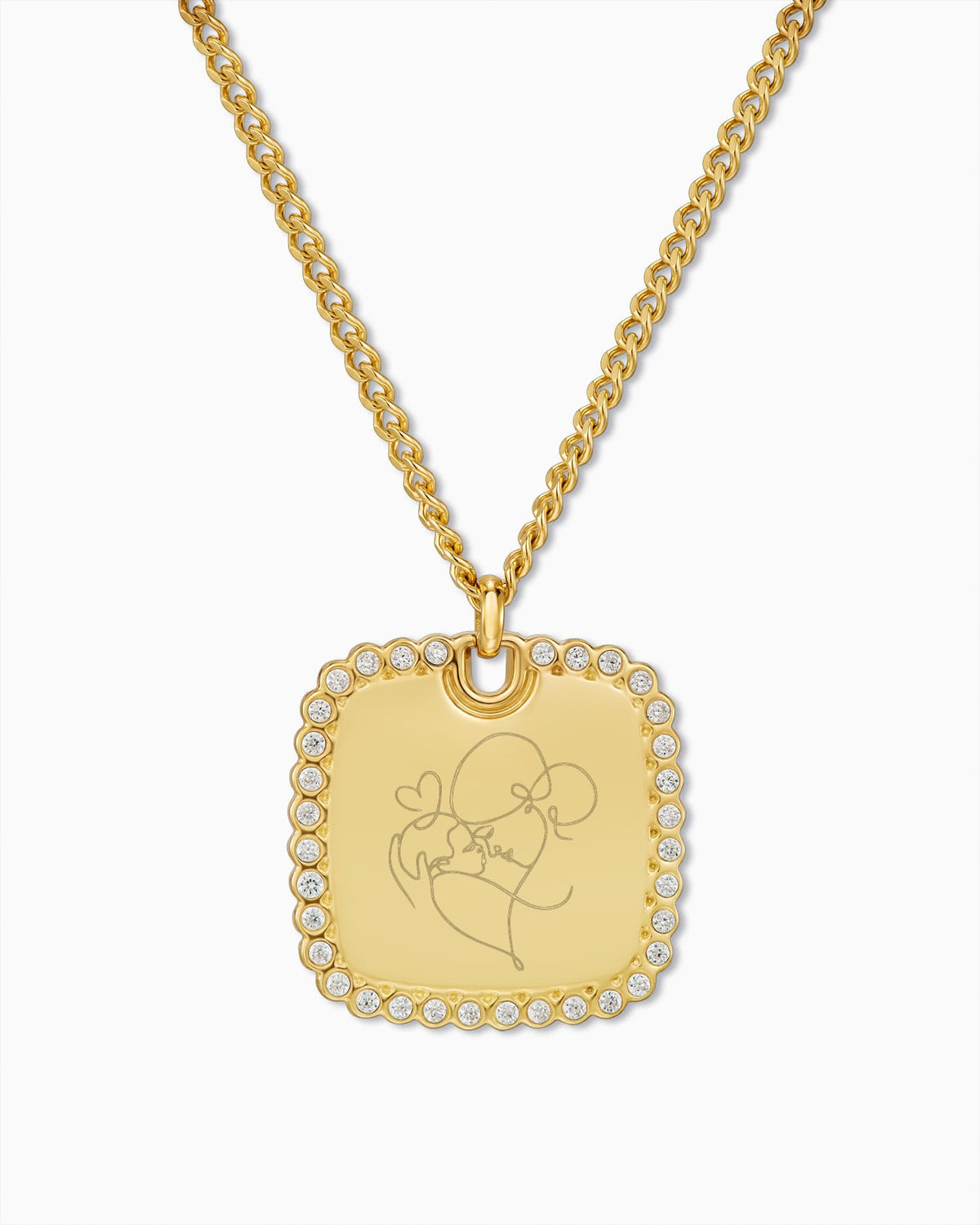 Image/Graphic Upload: Engraved Square Necklace with Zirconia