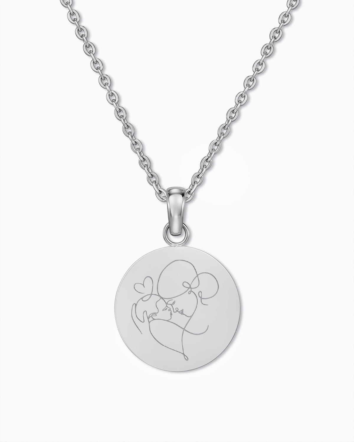 Image/Graphic Upload: Engraved Plate Necklace, Round, 16 mm