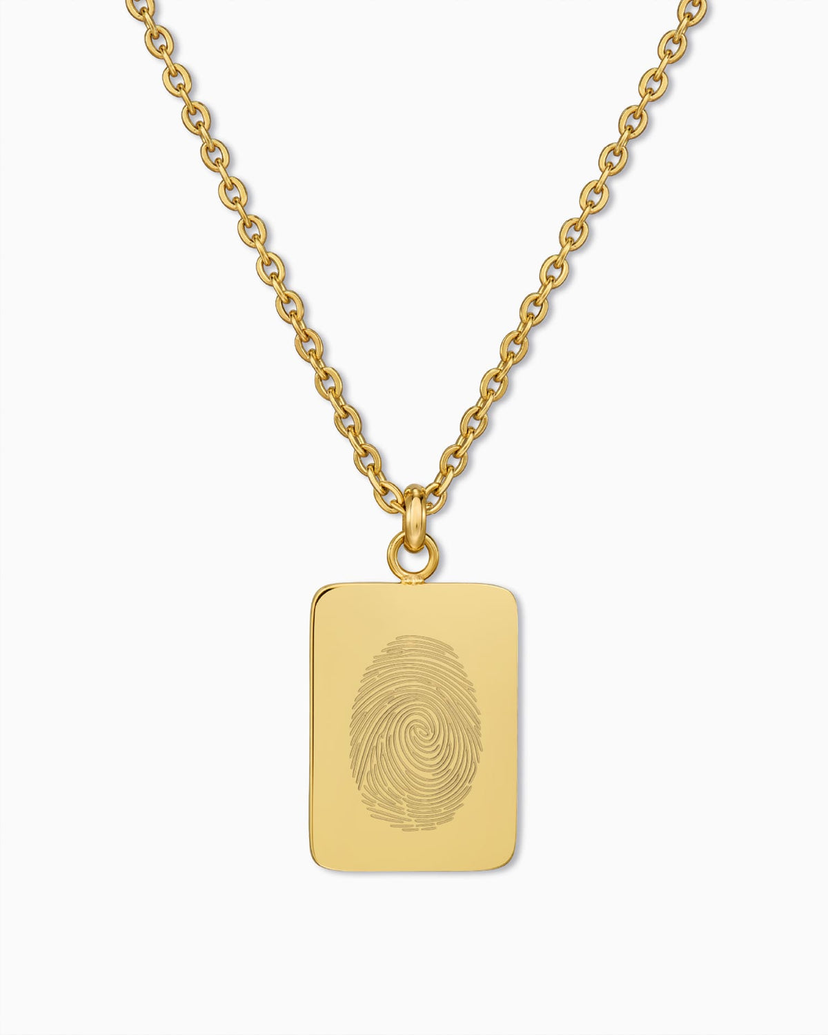 Hanger voor ketting met vingerafdruk-gravureplaat, rechthoekig