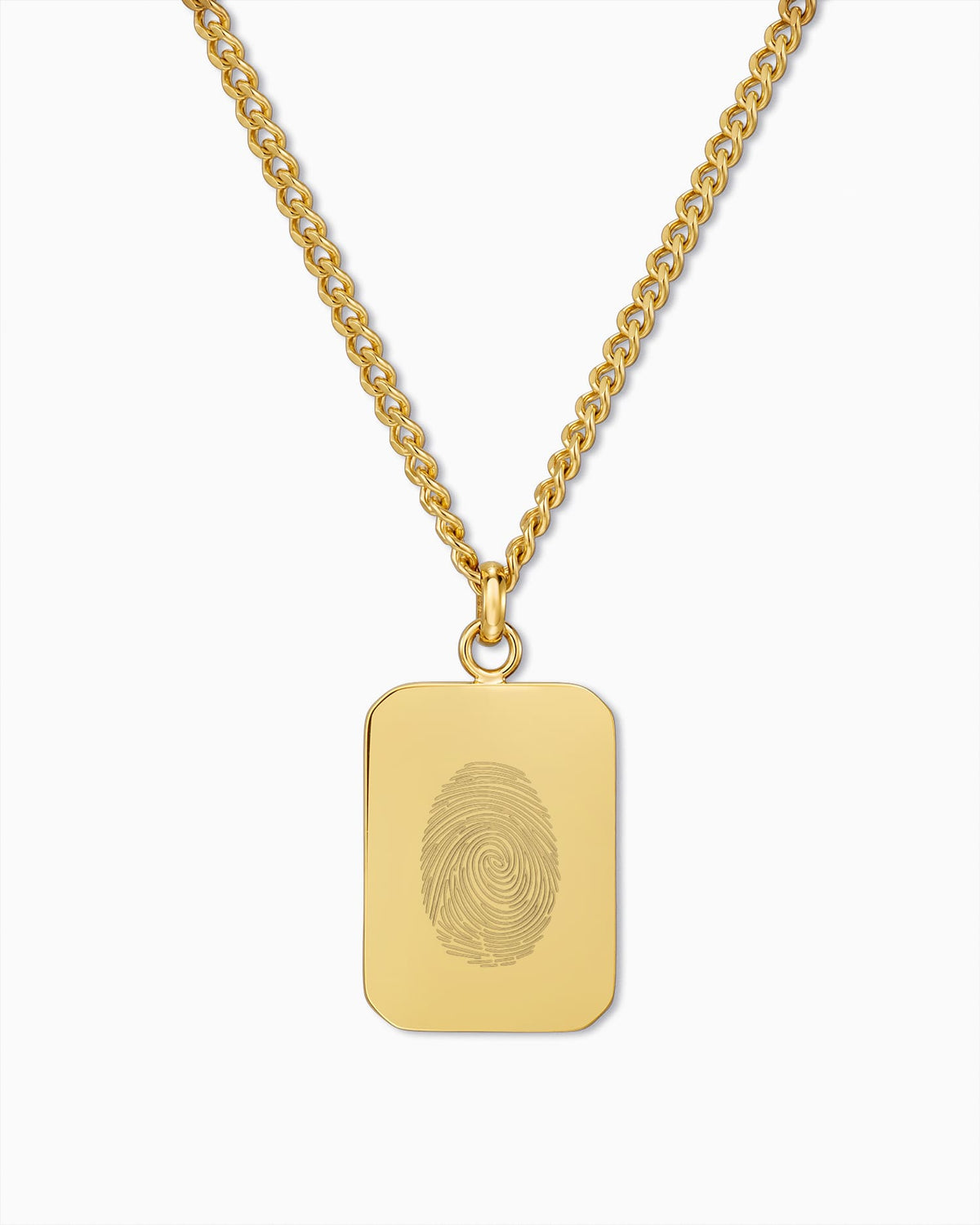 Hanger voor ketting met vingerafdruk-gravureplaat, rechthoekig