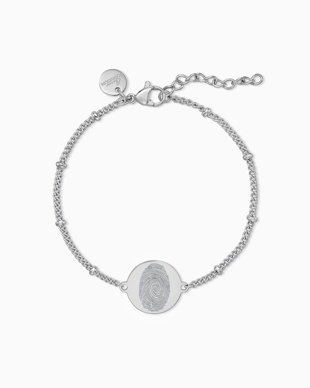 Vingerafdruk graveerarmband graveerplaatje rond