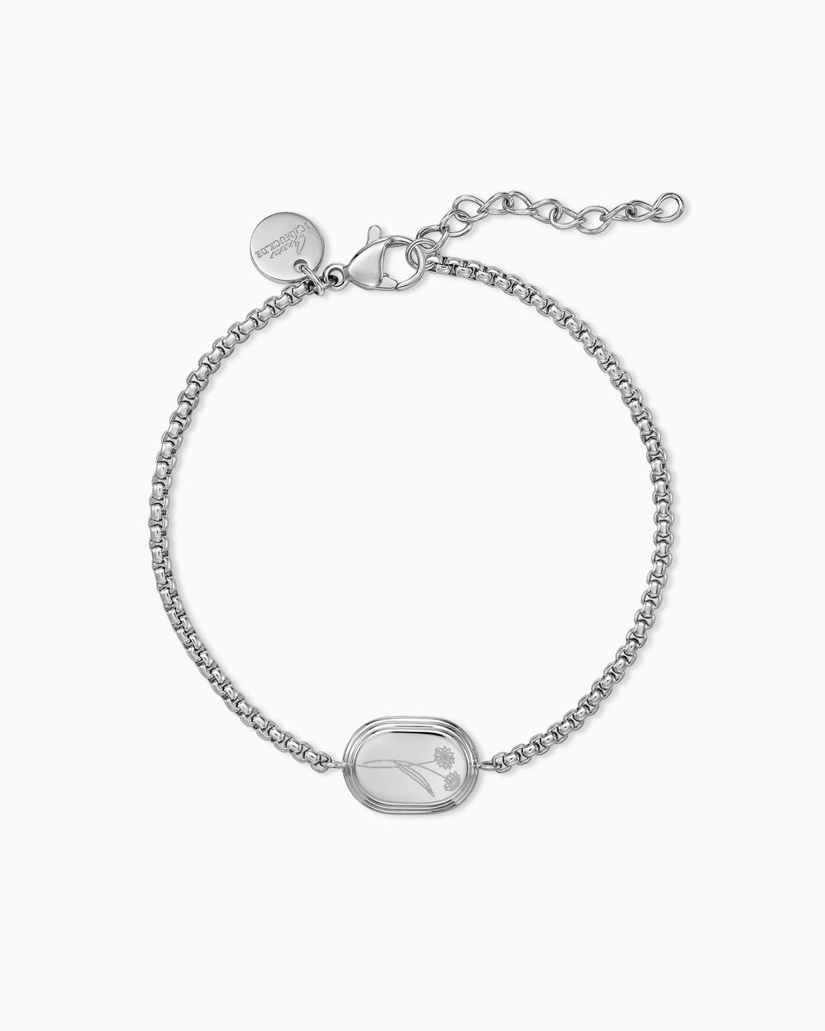 Geburtsblume Gravurarmband Gravurplatte Oval