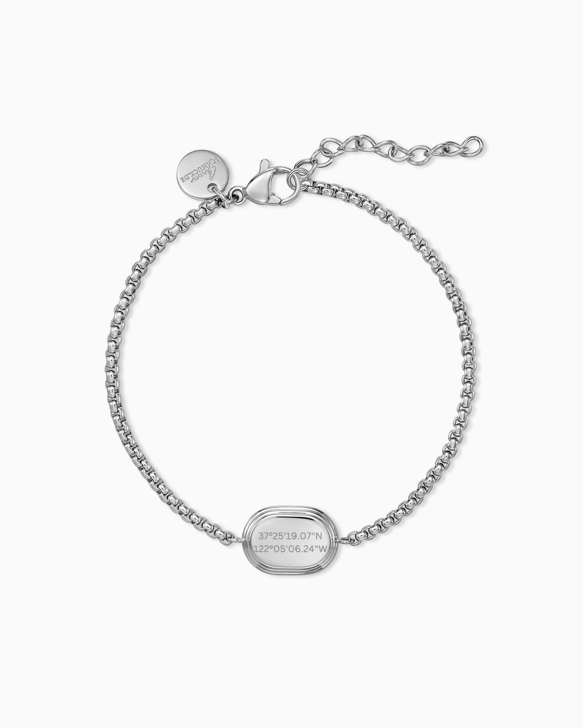 Koordinaten Gravurarmband Gravurplatte Oval