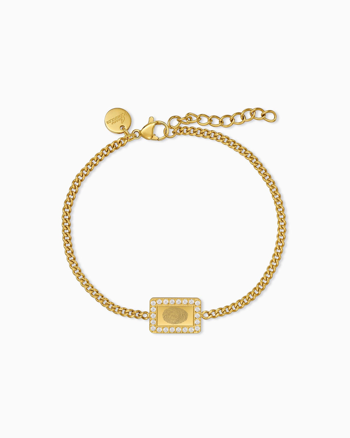 Fingerabdruck Gravurarmband Gravurplatte Eckig Zirkonia