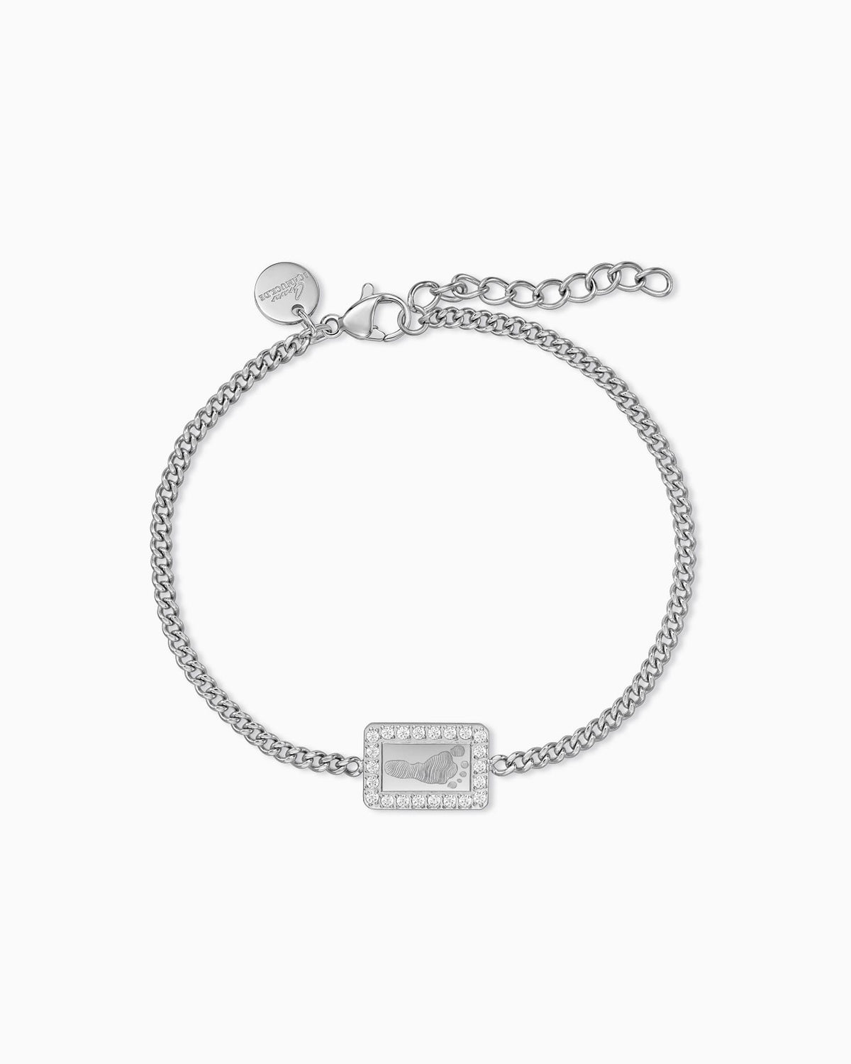 Fußabdruck Gravurarmband Gravurplatte Eckig Zirkonia