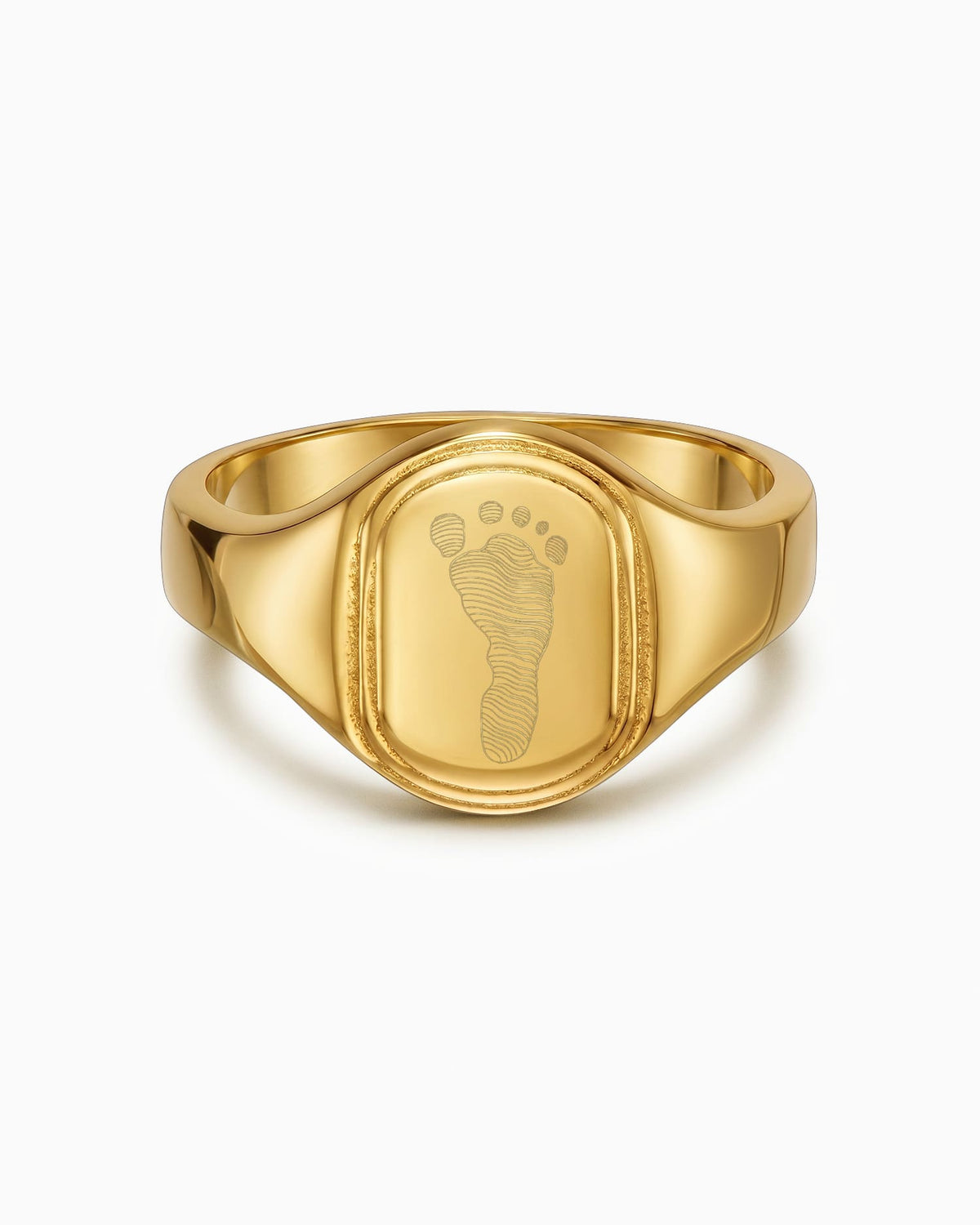Fußabdruck Gravurring Goldring Oval
