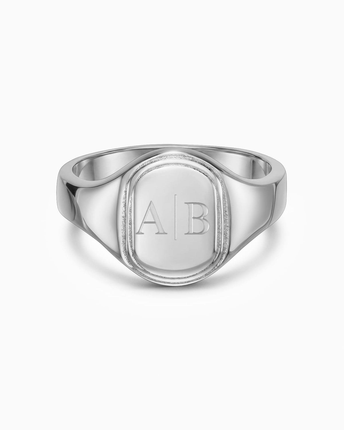 Initialen Gravurring Silberring Oval