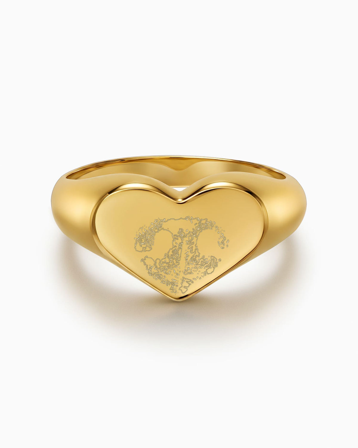 Neusafdruk, gravure, hart, gouden ring