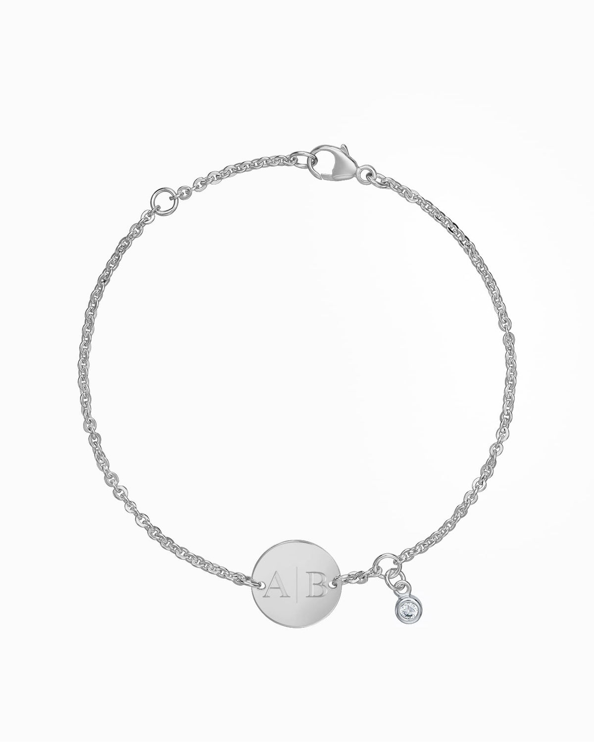 Initials engraving bracelet engraving plate round zirconia