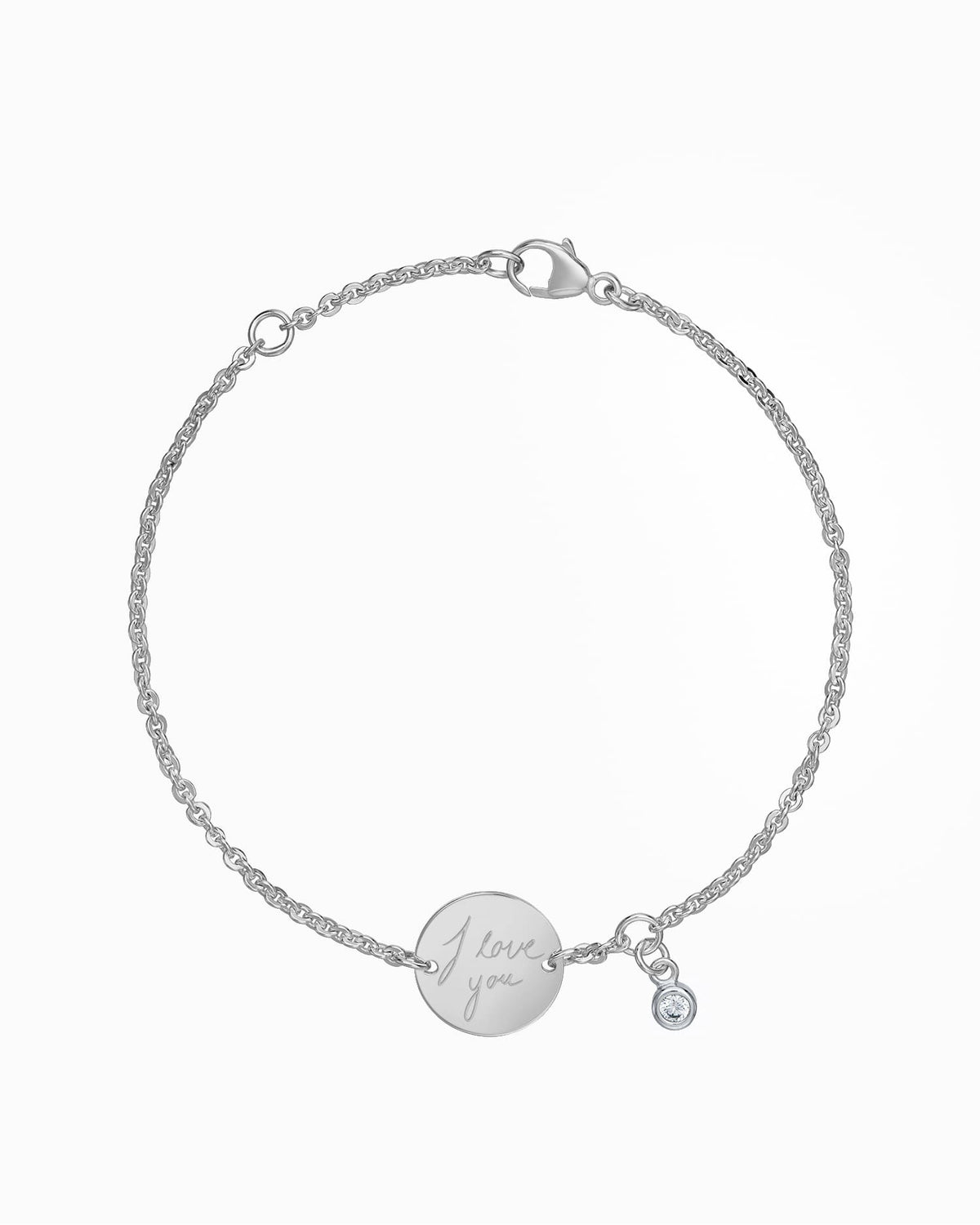 Handschrift Upload Gravurarmband Gravurplatte Rund Zirkonia