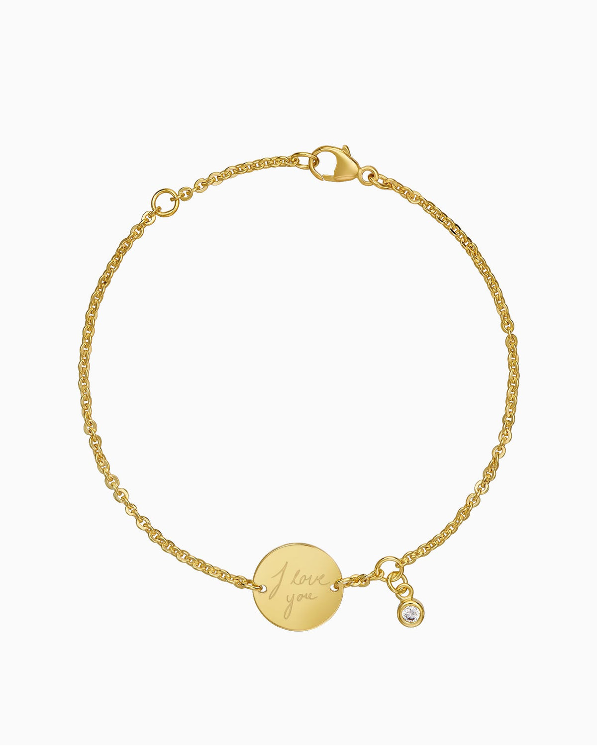Handschrift upload graveren armband graveerplaat ronde zirkonia