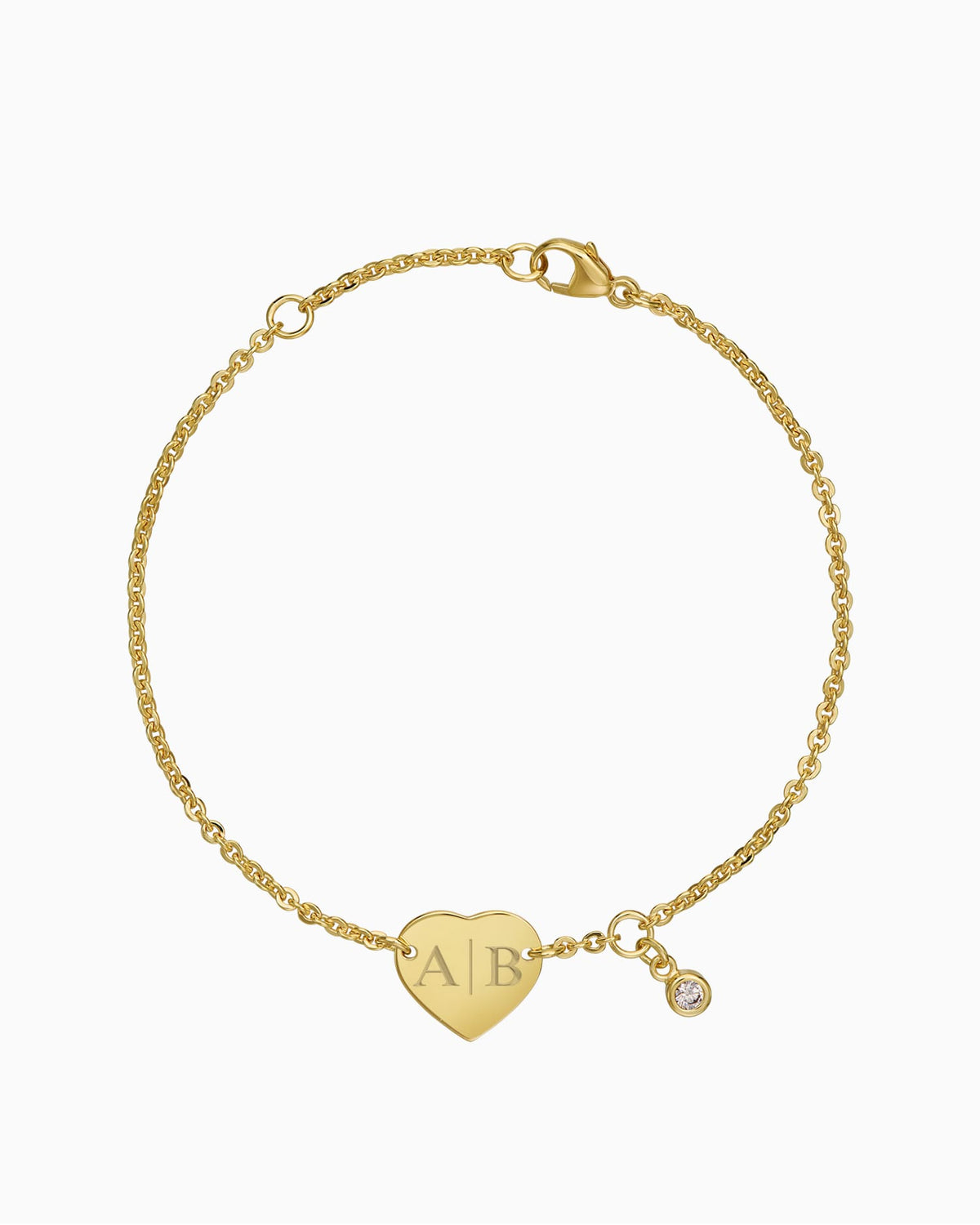 Initialen Gravurarmband Gravurplatte Herz Zirkonia
