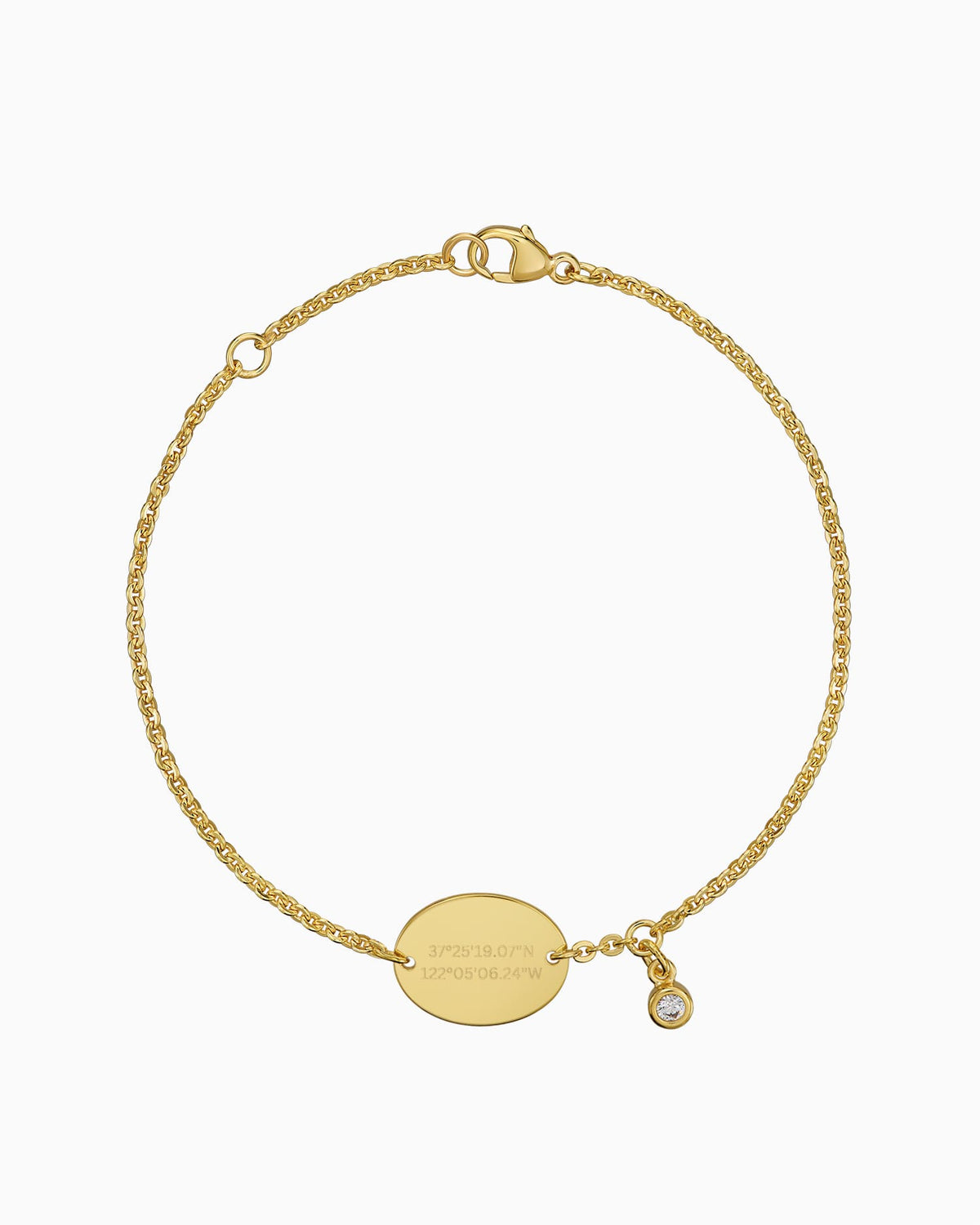 Coordinates engraving bracelet engraving plate oval zirconia