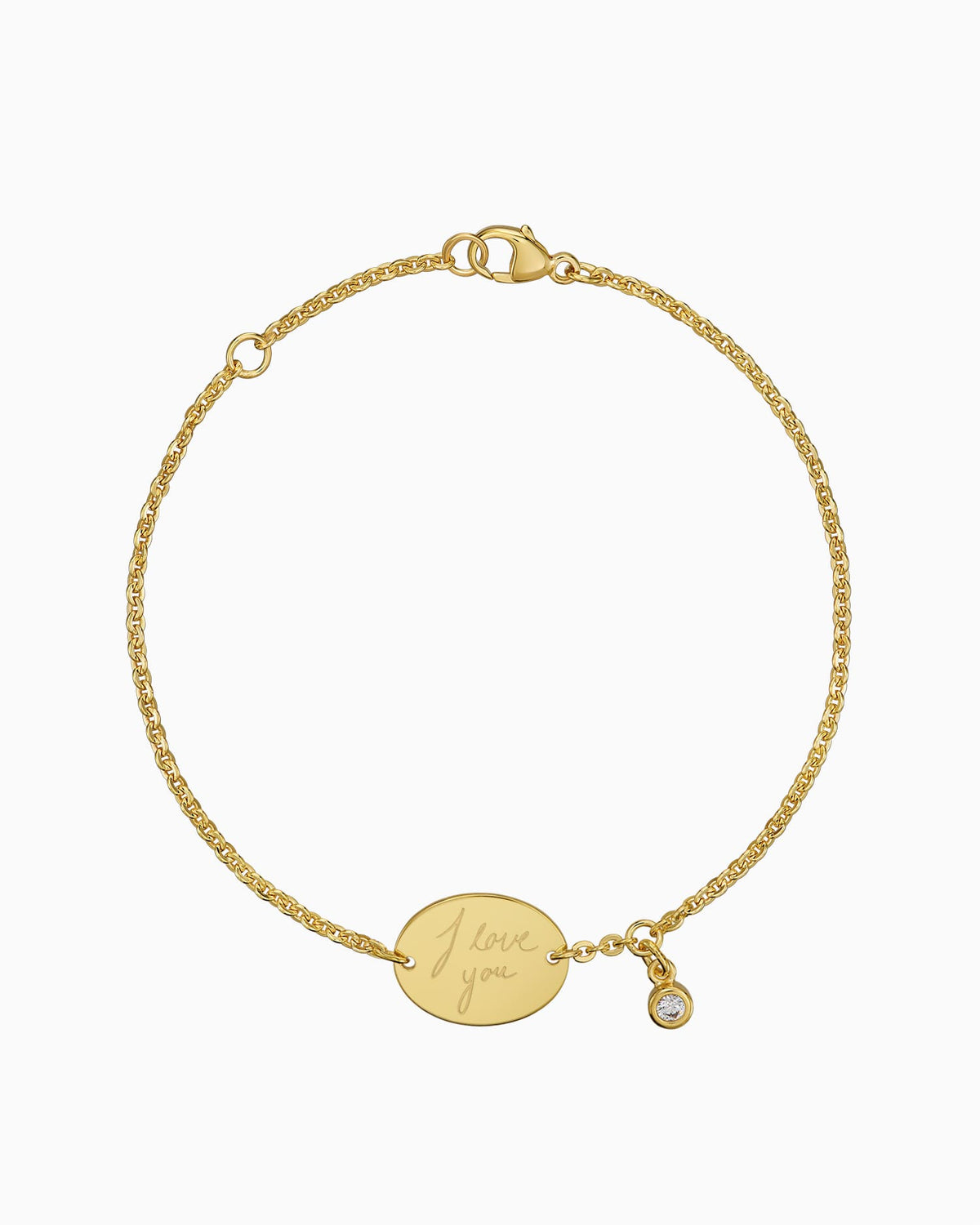 Handschrift Upload Gravurarmband Gravurplatte Oval Zirkonia
