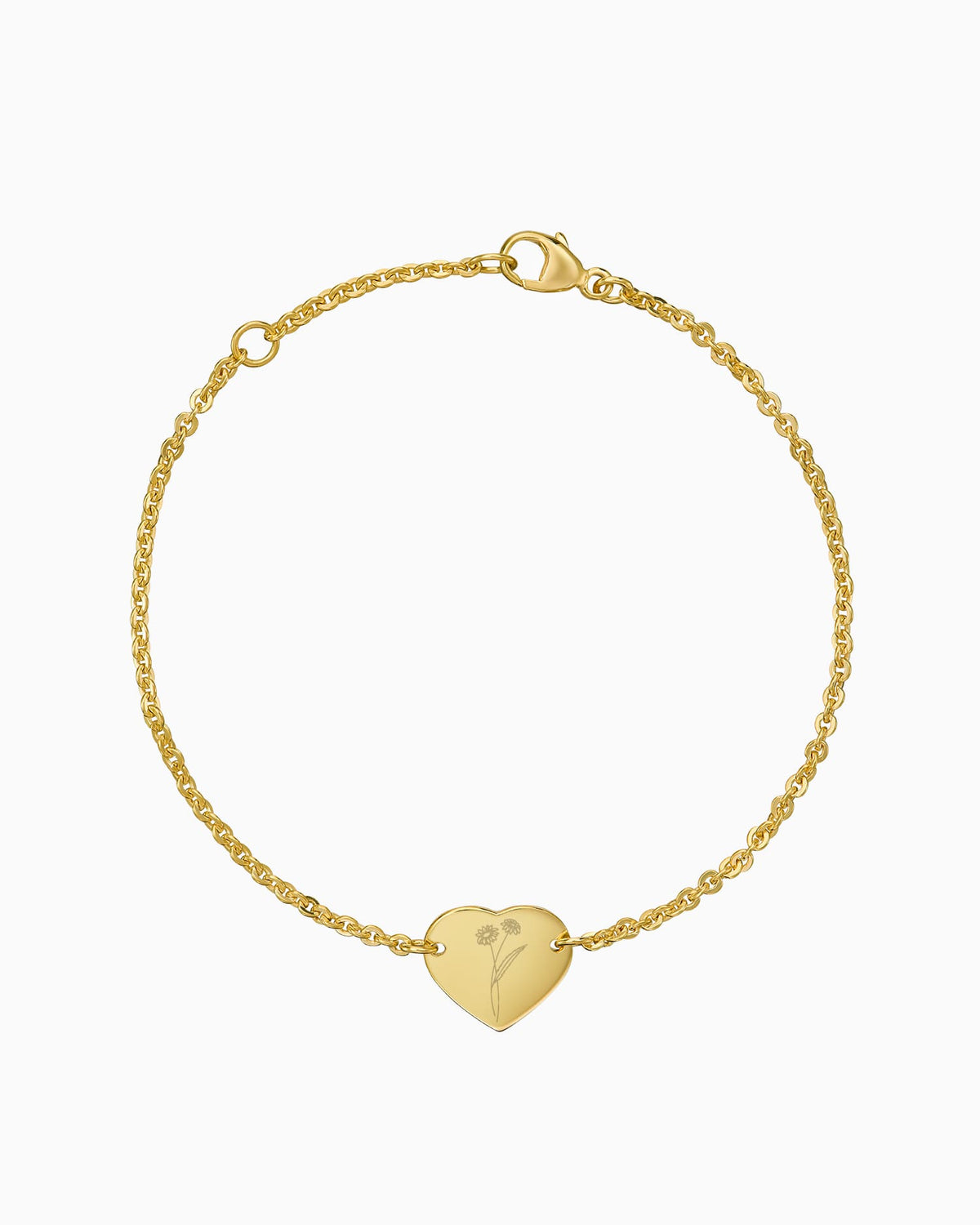 Geburtsblume Gravurarmband Gravurplatte Herz