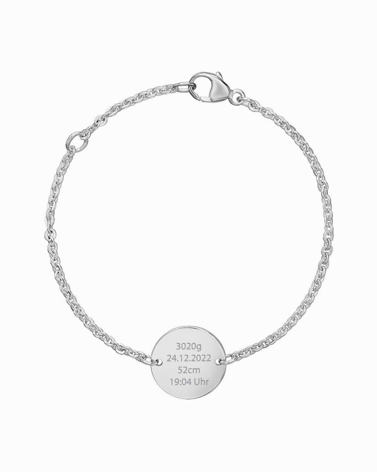 Geboortedatum graveren armband graveerplaatje rond