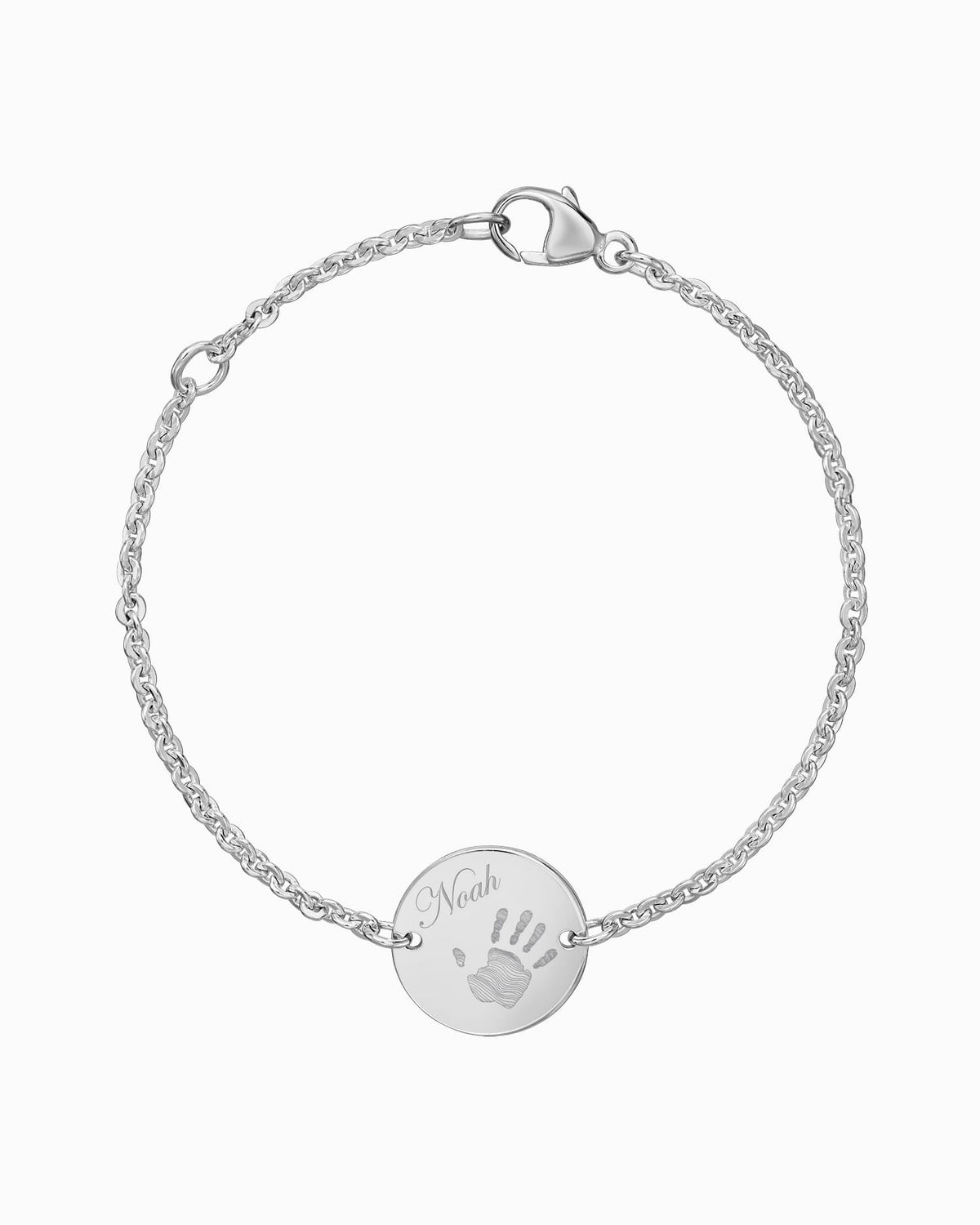 Handabdruck Gravurarmband Gravurplatte Rund