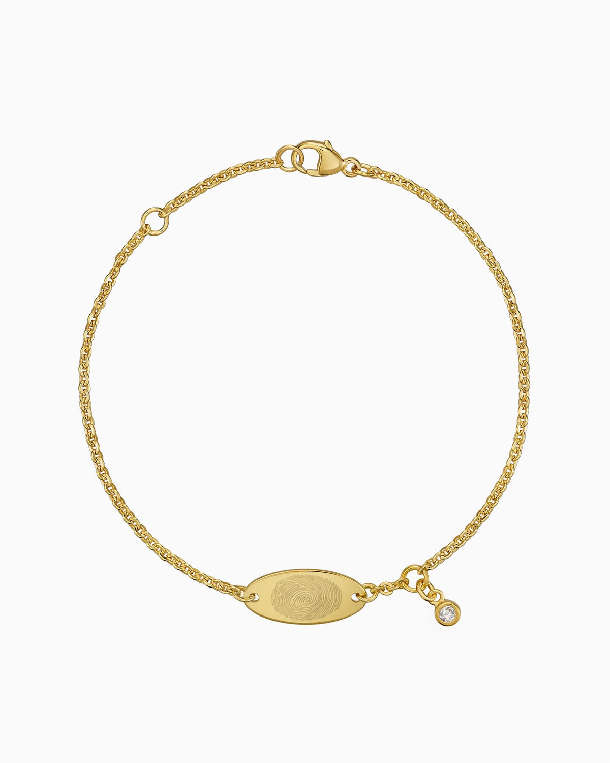 Fingerprint engraving bracelet engraving plate oval zirconia