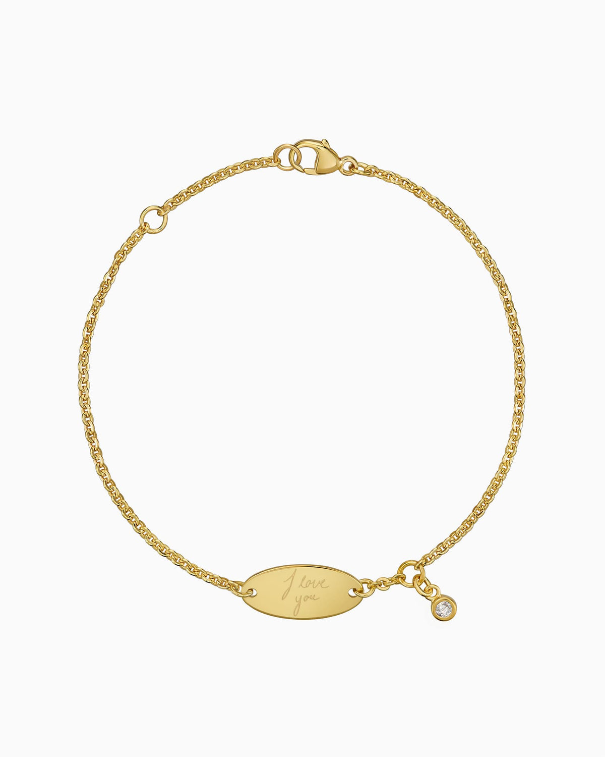 Handschrift Upload graveren armband graveerplaat ovale zirkonia