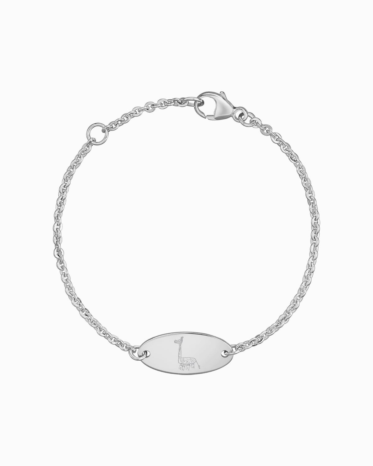 Eigene Zeichnung Gravurarmband Gravurplatte Oval Zirkonia