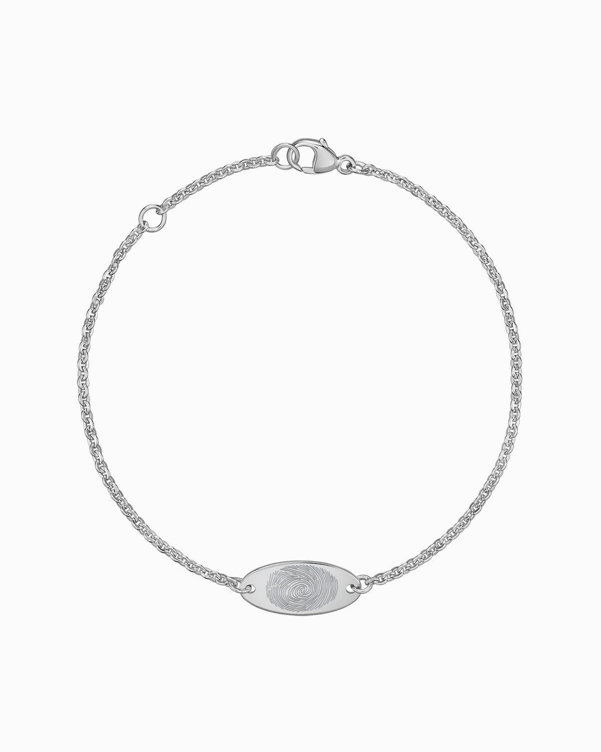Fingerabdruck Gravurarmband Gravurplatte Oval Zirkonia