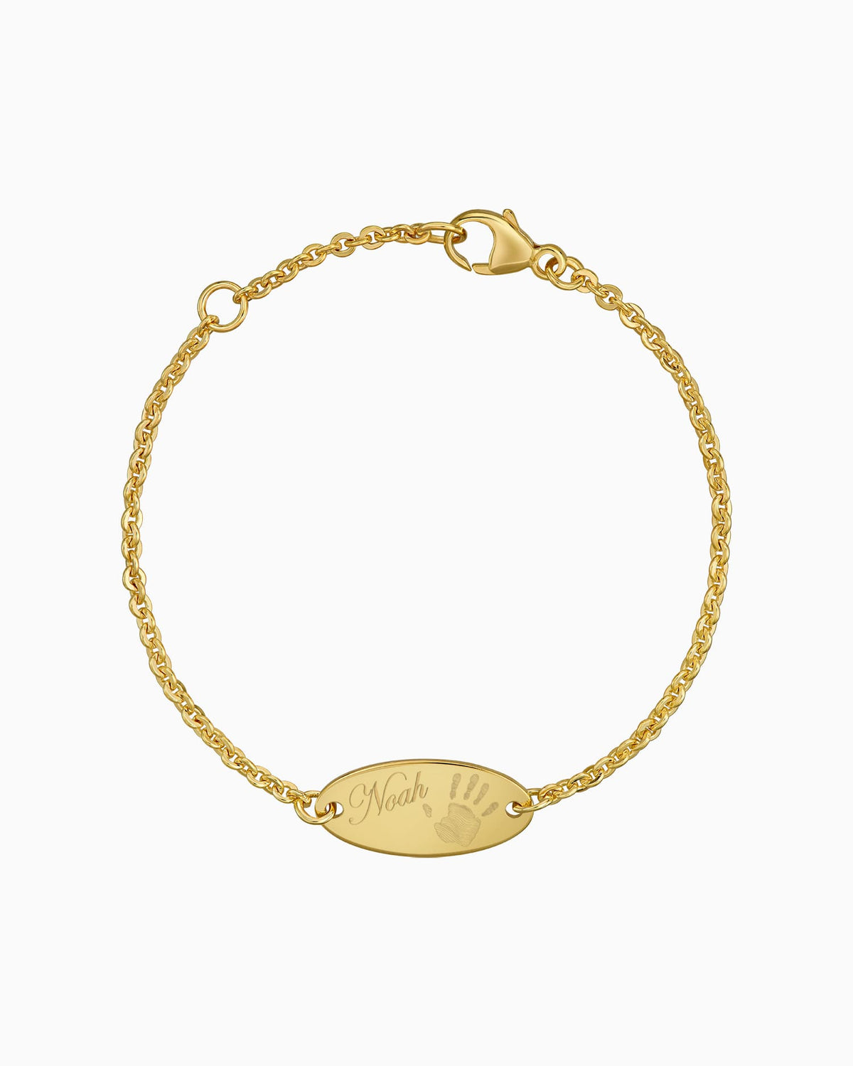 Handprint engraving bracelet engraving plate oval zirconia