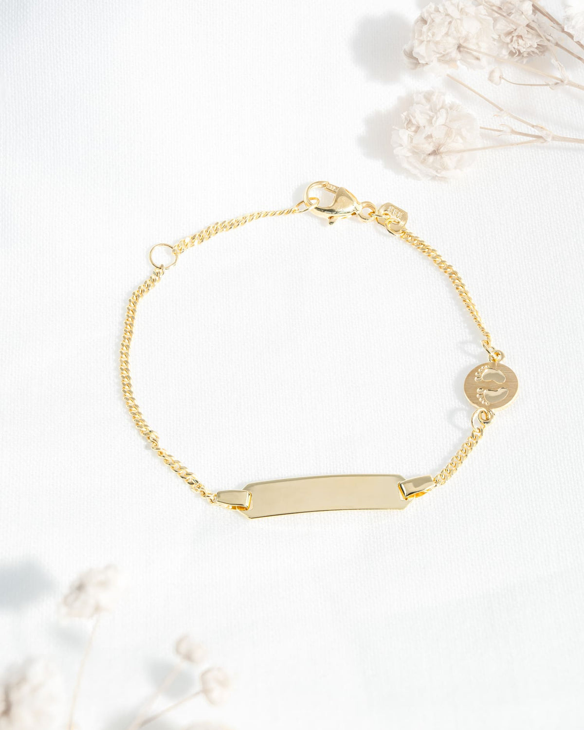 Gravurarmband Gravurplatte Babyfüße