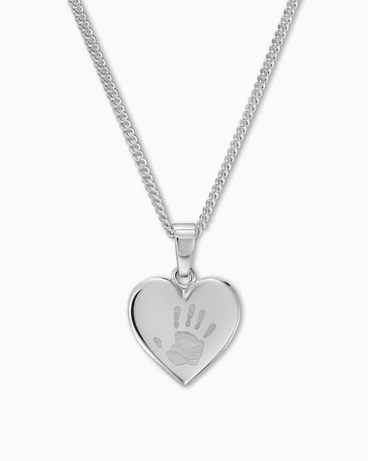 Handafdruk hart ketting graveerplaatje hanger 12mm