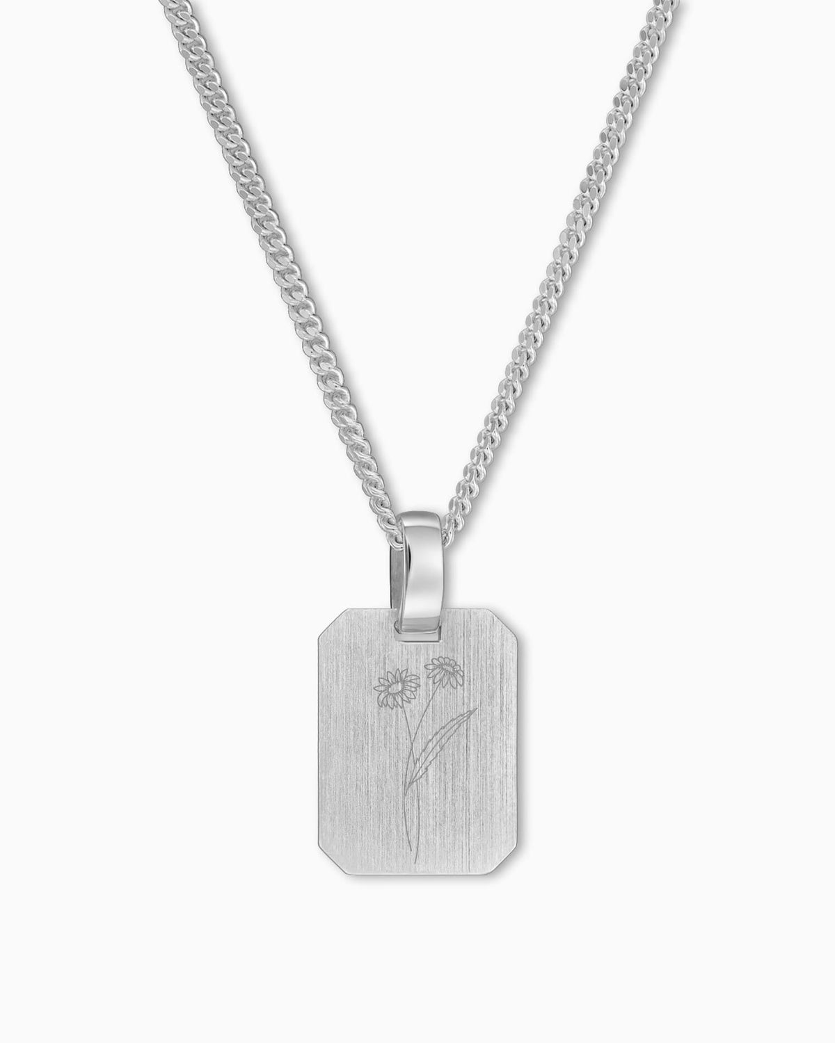 Geboorte bloem graveren platen ketting hanger vierkant