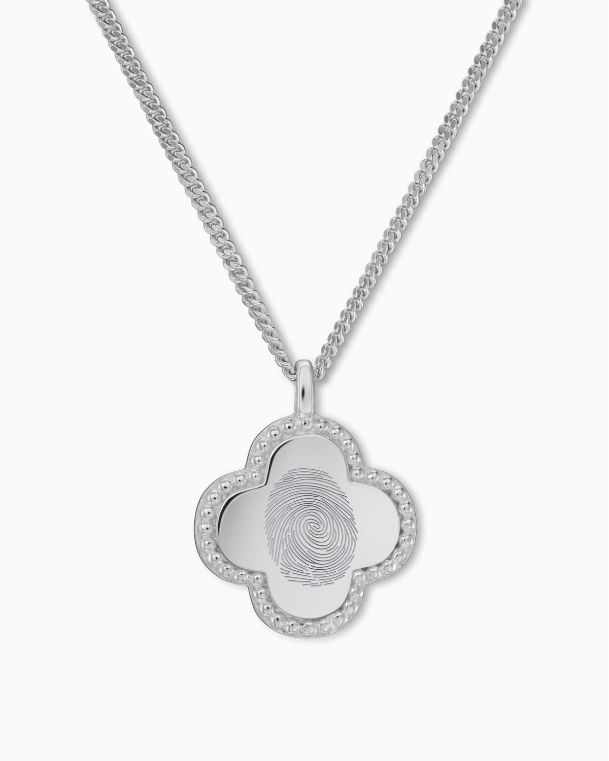 Vingerafdruk klaverblad ketting graveerplaatje