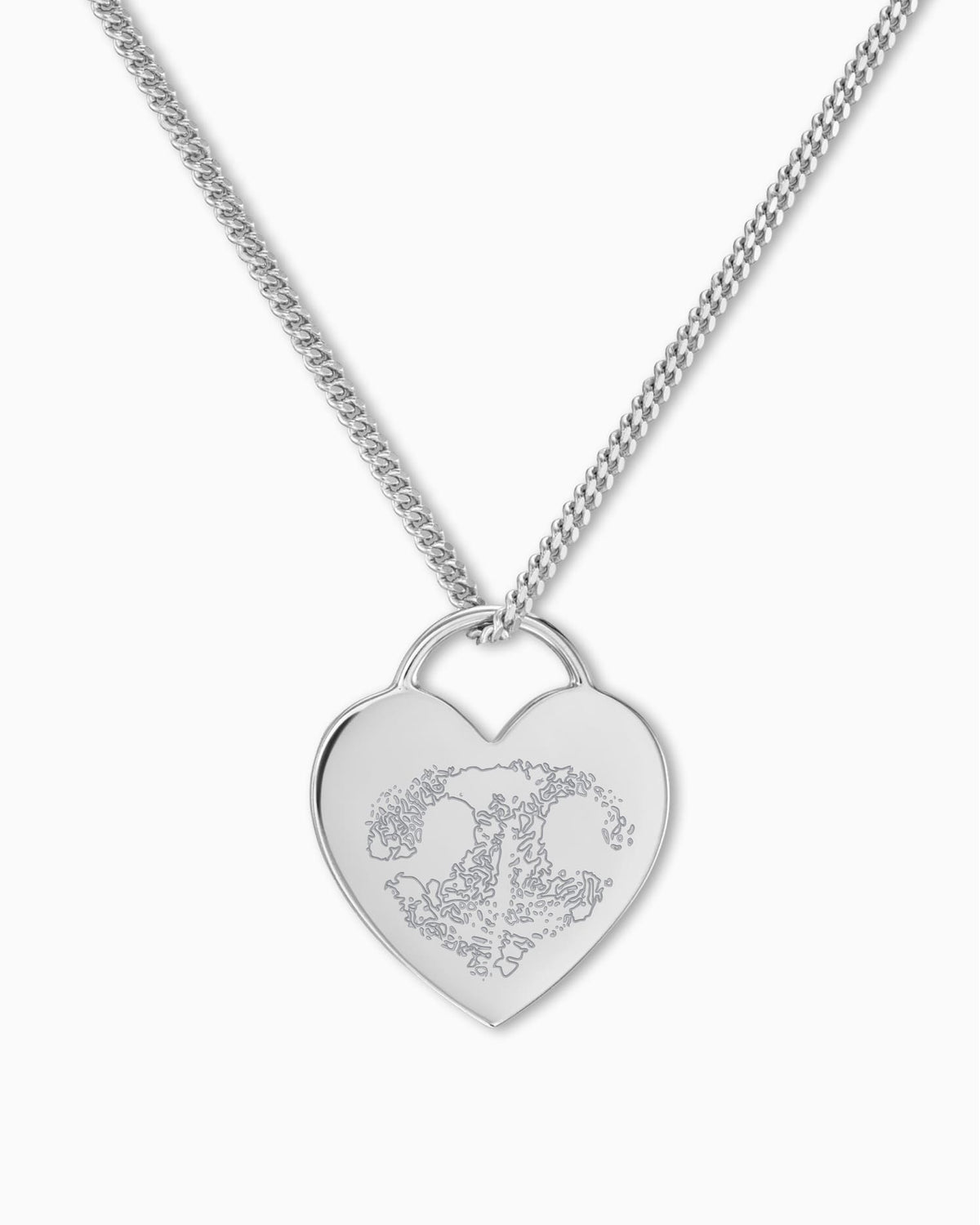Nose print heart necklace engraving plate pendant