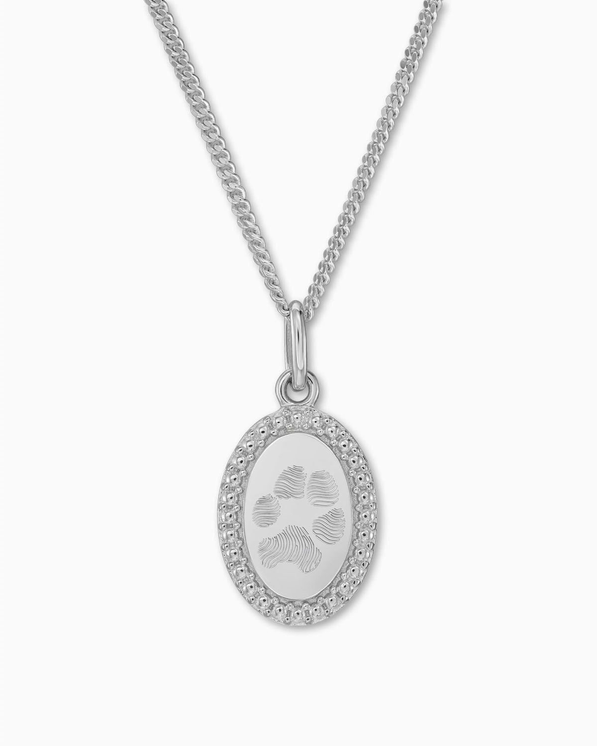 Pfotenabdruck Gravurplatten Halskette Anhänger Oval - grivurschmuck.com