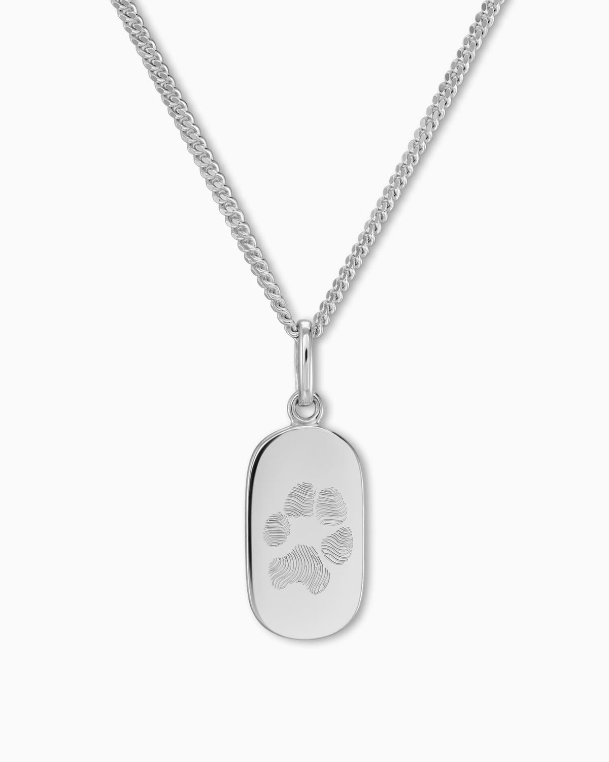 Pfotenabdruck Gravurplatten Halskette Anhänger Oval - grivurschmuck.com