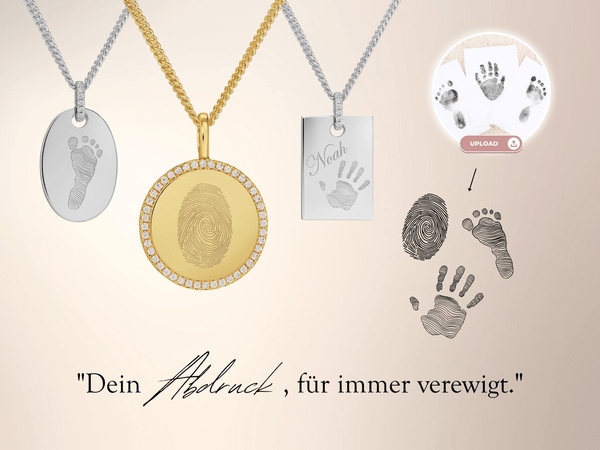 Schmuck mit Fingerabdruck/Fußabdruck/Handabdruck Gravur