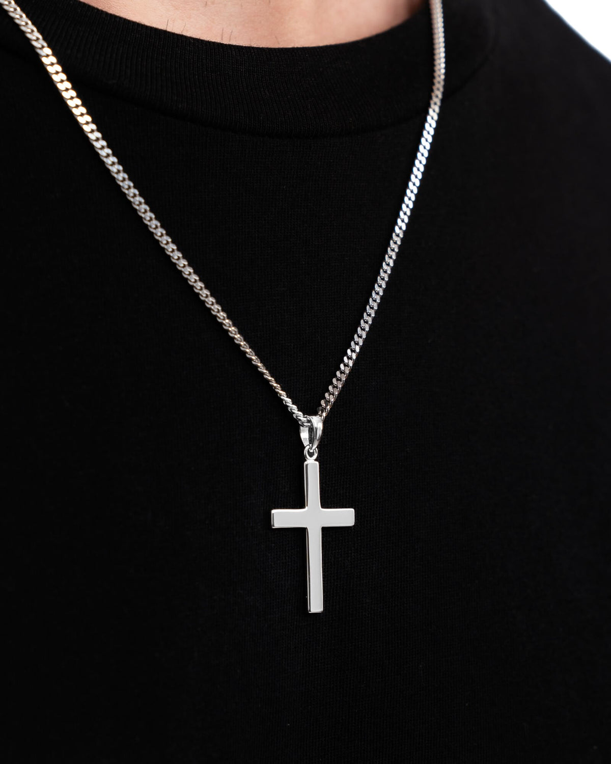 Kruis ketting graveerplaat hanger gepolijst