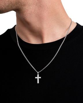 Kruis ketting graveerplaatje hanger mat