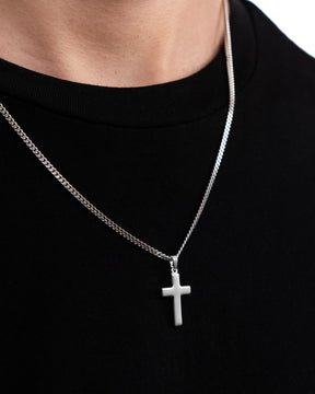 Kruis ketting graveerplaatje hanger mat