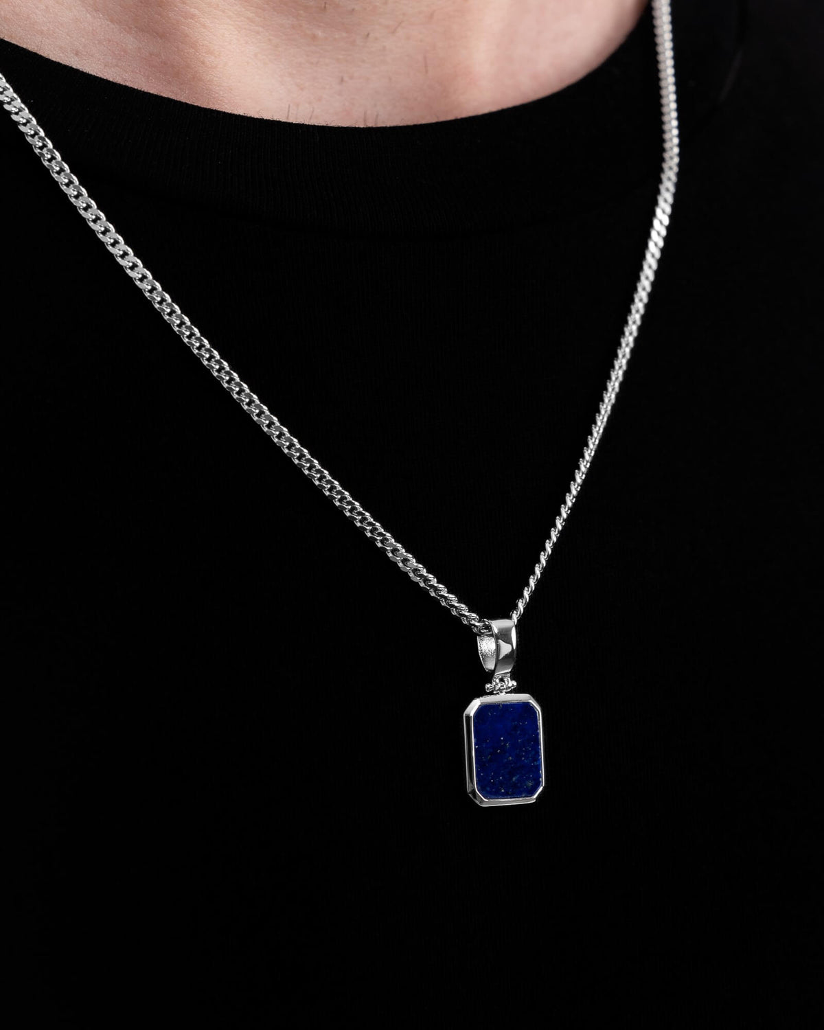 Lapis Oktagon Gravurplatte Halskette