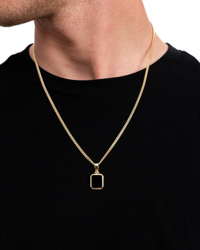 Onyx Oktagon Gravurplatte Halskette