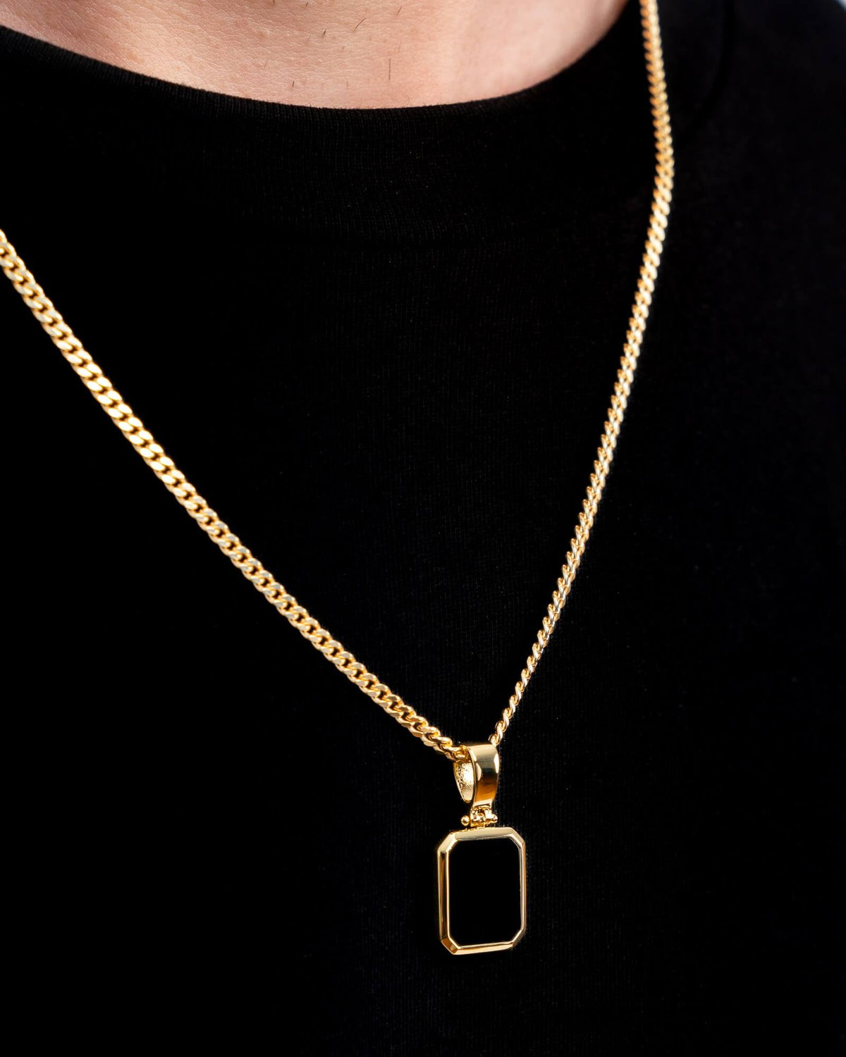 Onyx Oktagon Gravurplatte Halskette