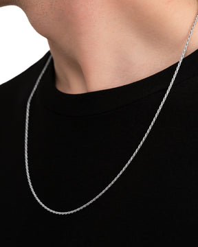 Kordelkette 925 Silber Rhodiniert 2,00mm