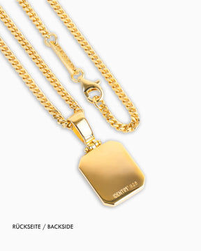 Onyx Oktagon Gravurplatte Halskette