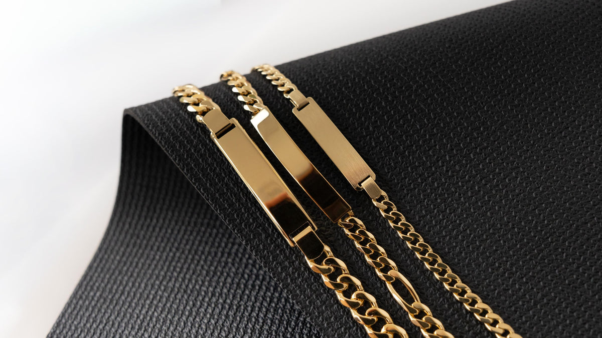 Klassische Identgravurarmbänder Herren - 925 Silber Rhodiniert
