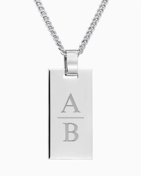 Initials engraving plates necklace pendant rectangle