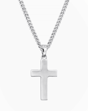 Kruis ketting graveerplaatje hanger mat