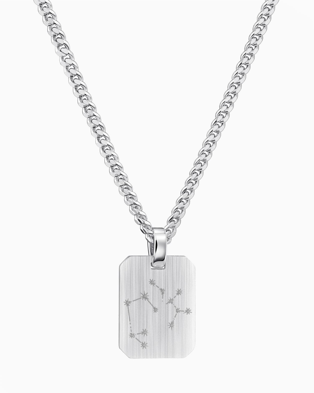 Zodiac sign engraving plates necklace pendant octagon
